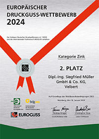 2. Platz im Europäischen Druckguss-Wettbewerb 2024